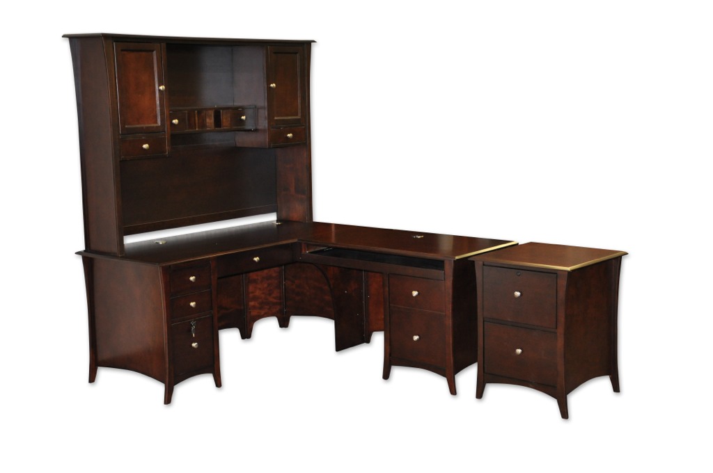 L-Shaped Desk, Secured Drawers, Contemporary Desk