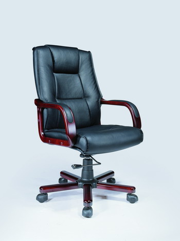Cherry Frame Leather Swivel Chair
